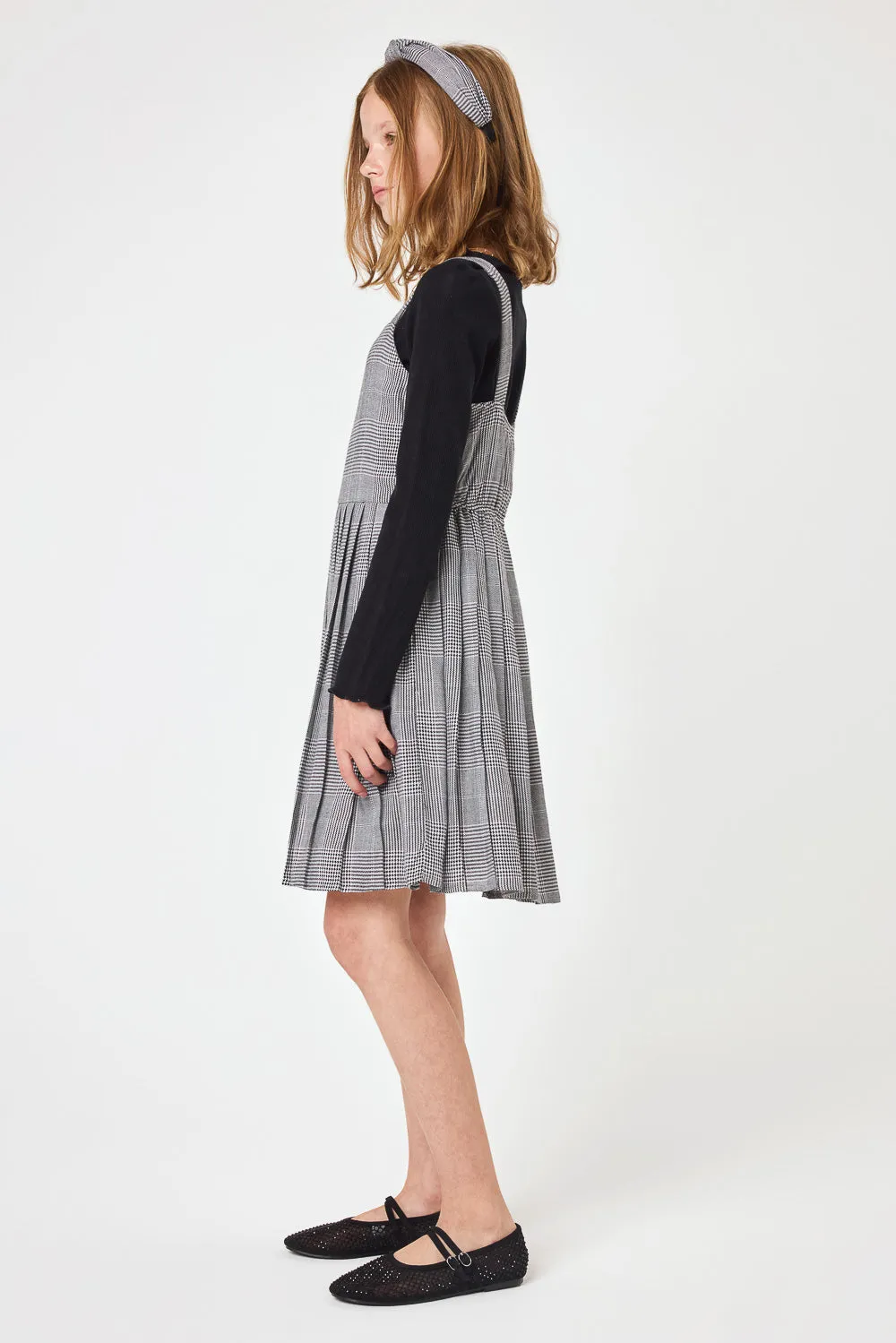 Kids Black Pleated Twofer Dress