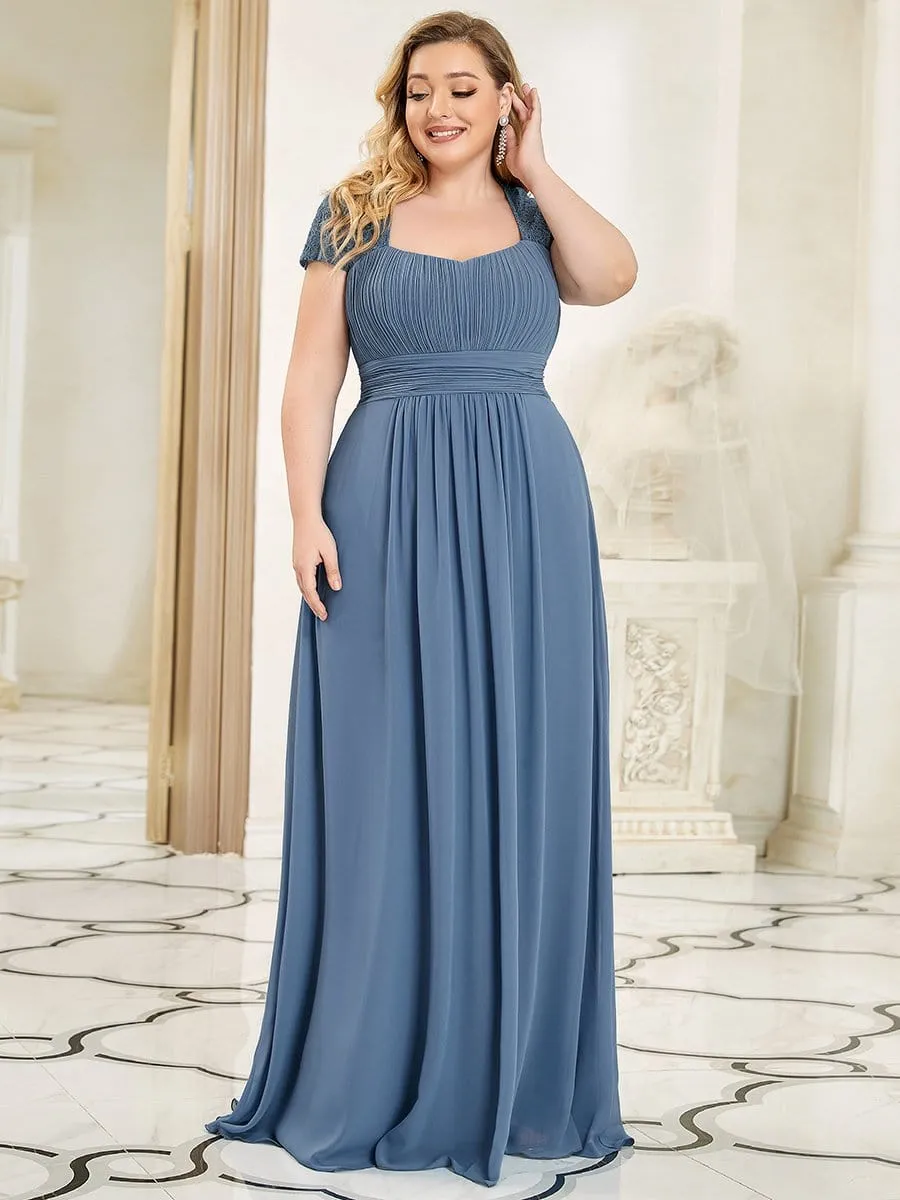 Lace Cap Sleeve Ruched Sweetheart A-Line Bridesmaid Dress