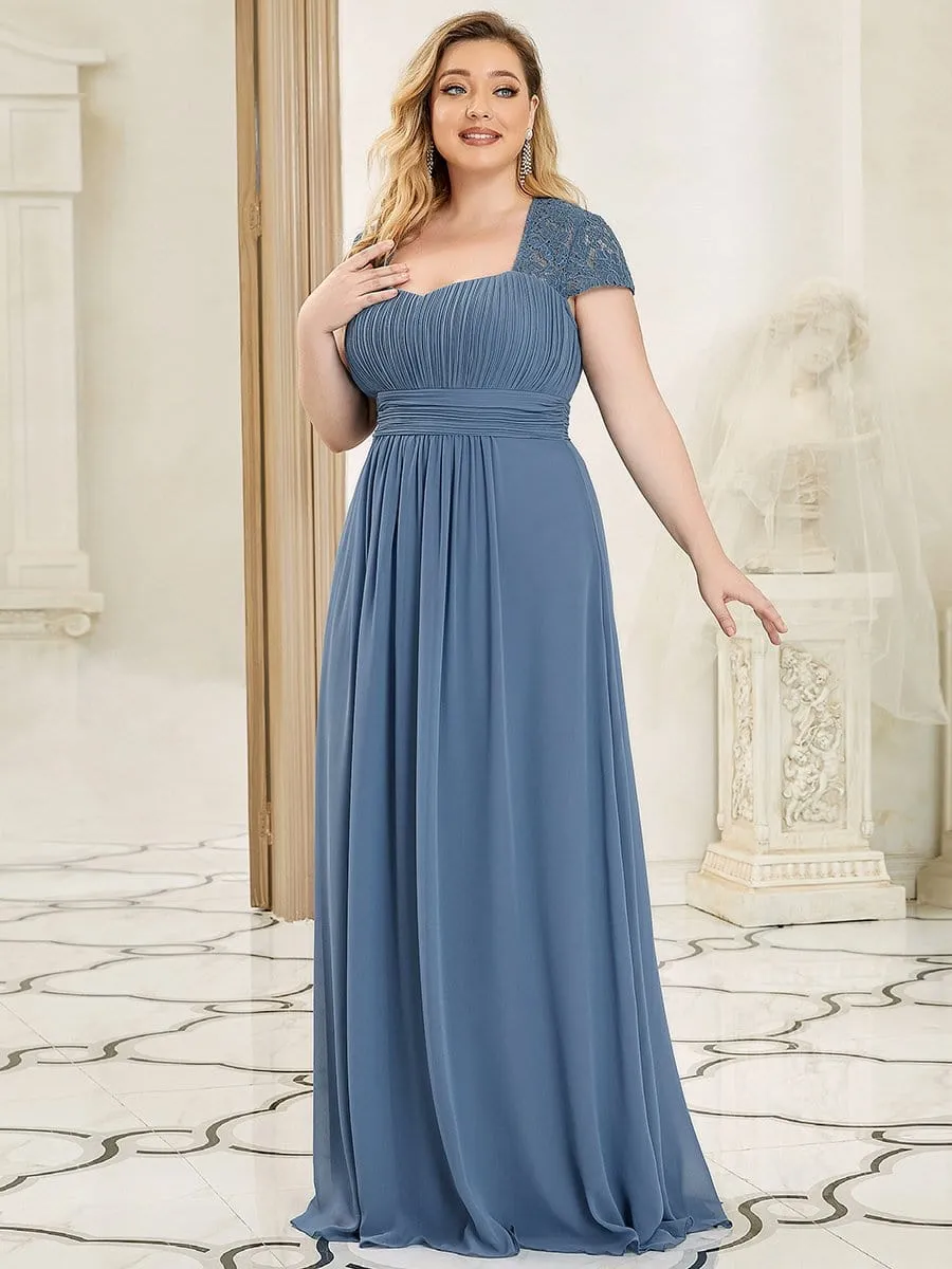 Lace Cap Sleeve Ruched Sweetheart A-Line Bridesmaid Dress