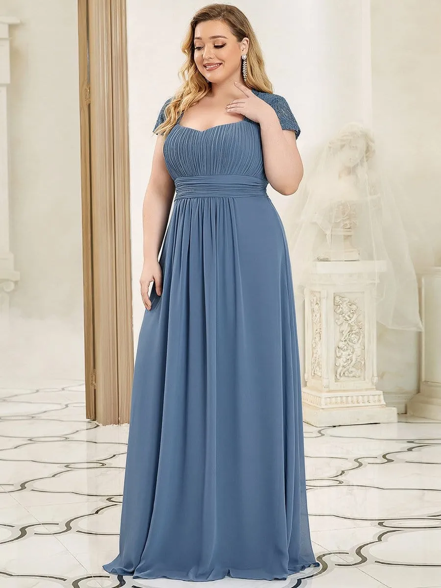 Lace Cap Sleeve Ruched Sweetheart A-Line Bridesmaid Dress