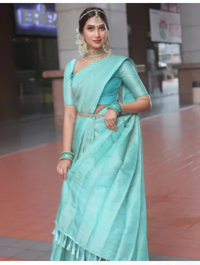 Mint Zari South Silk Wedding Saree