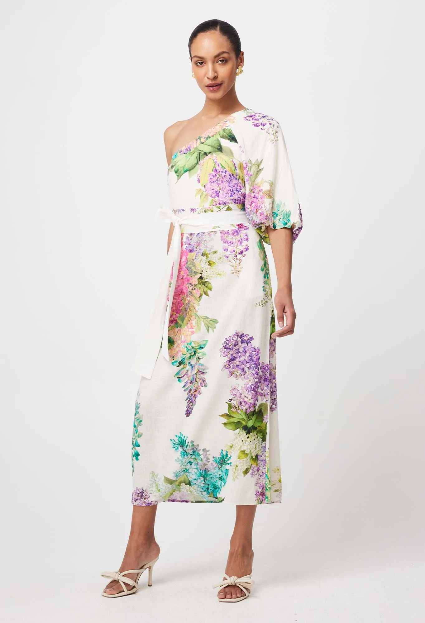 ONCE WAS BAHIA LINEN VISCOSE DRESS IN WISTERIA ALBA