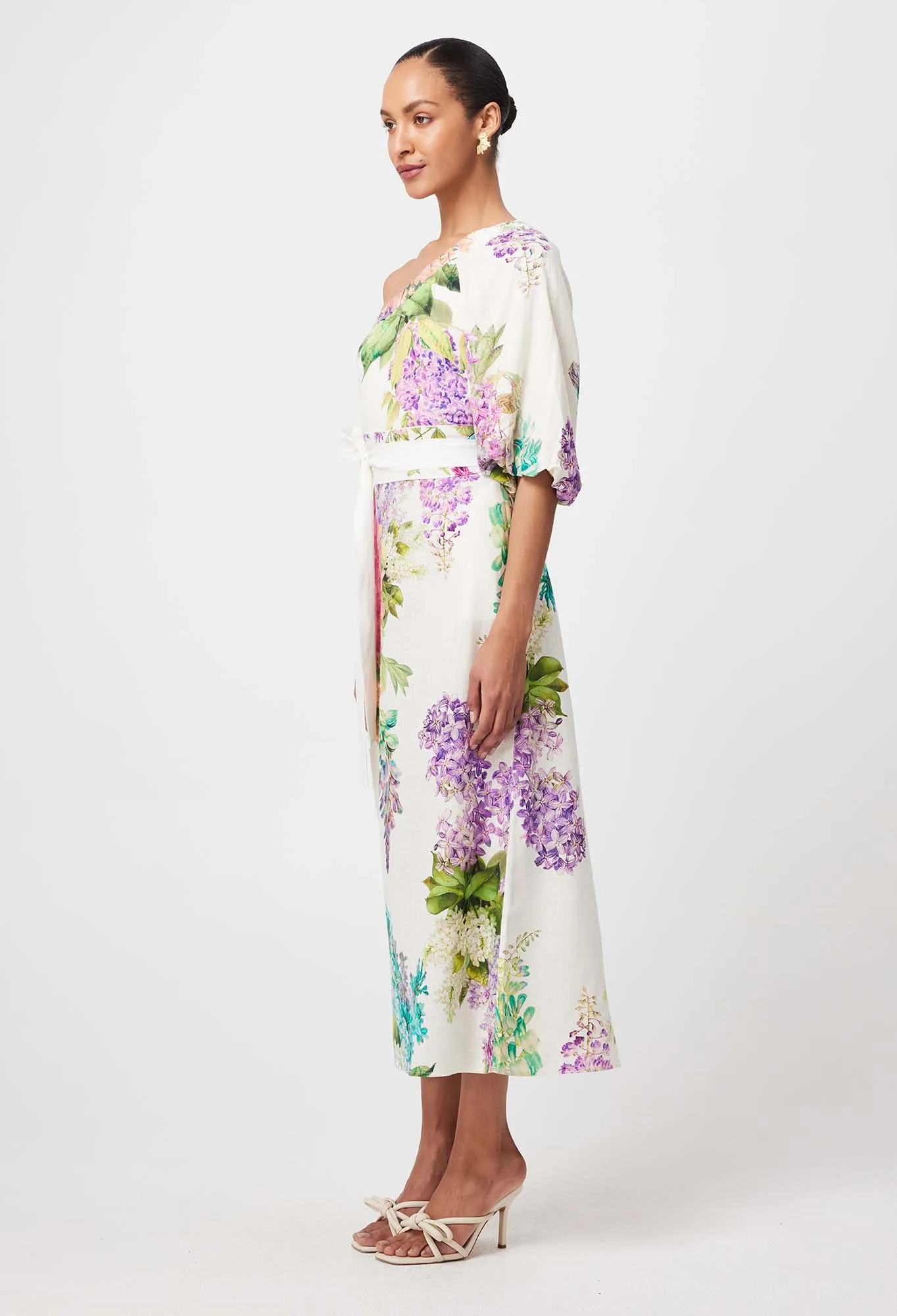 ONCE WAS BAHIA LINEN VISCOSE DRESS IN WISTERIA ALBA