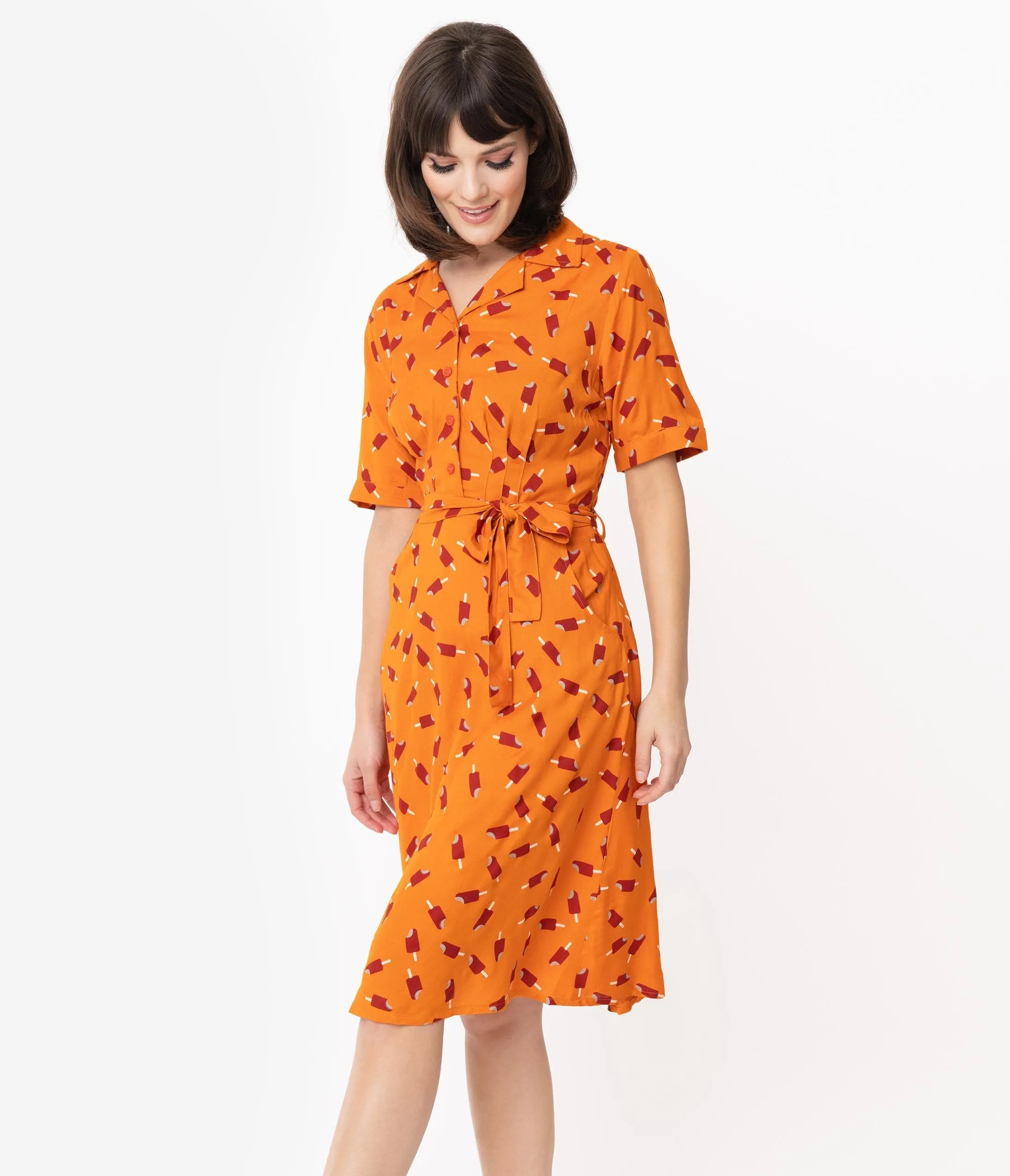 Orange & Red Ice Lolly Print Swing Dress