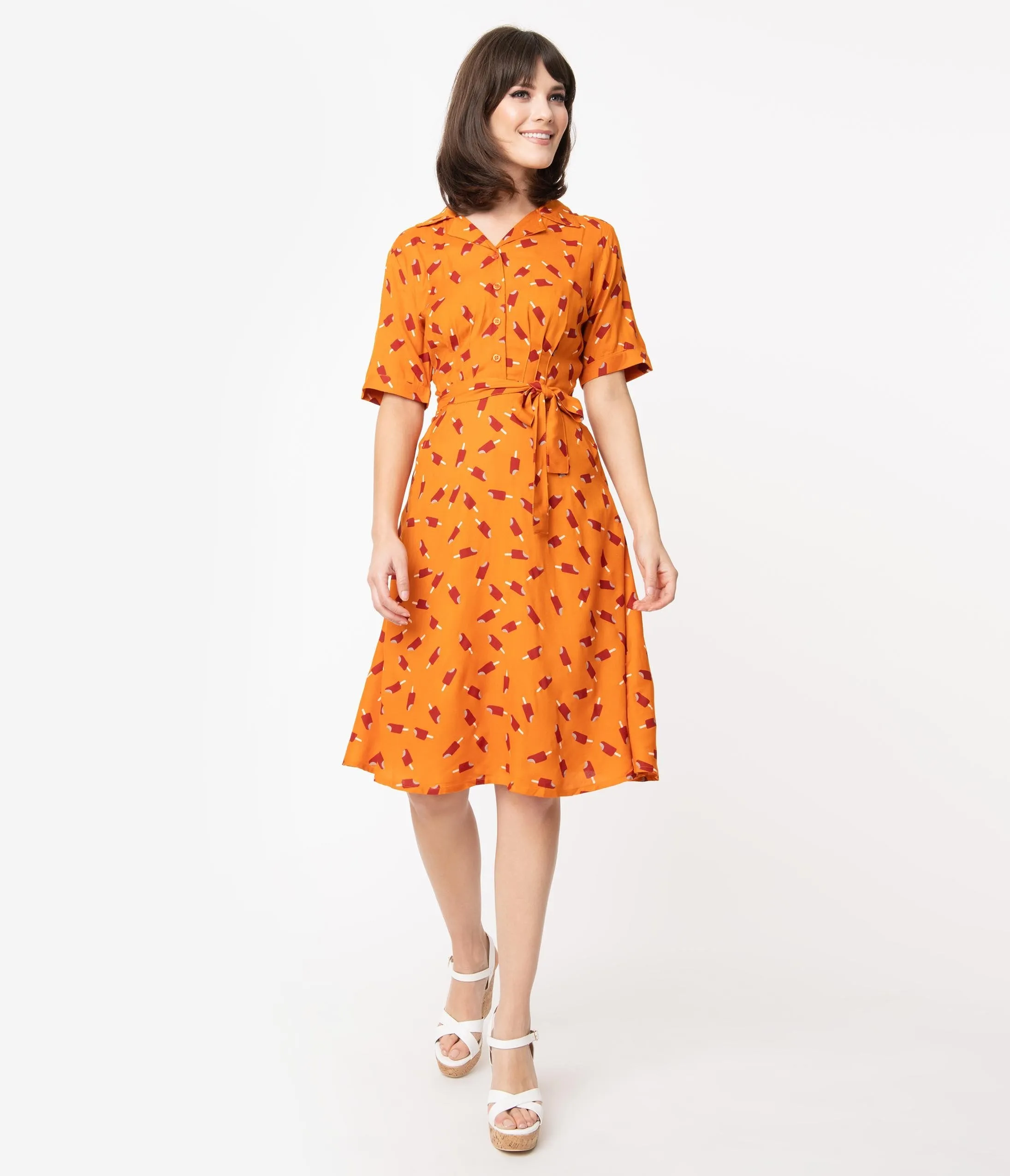 Orange & Red Ice Lolly Print Swing Dress