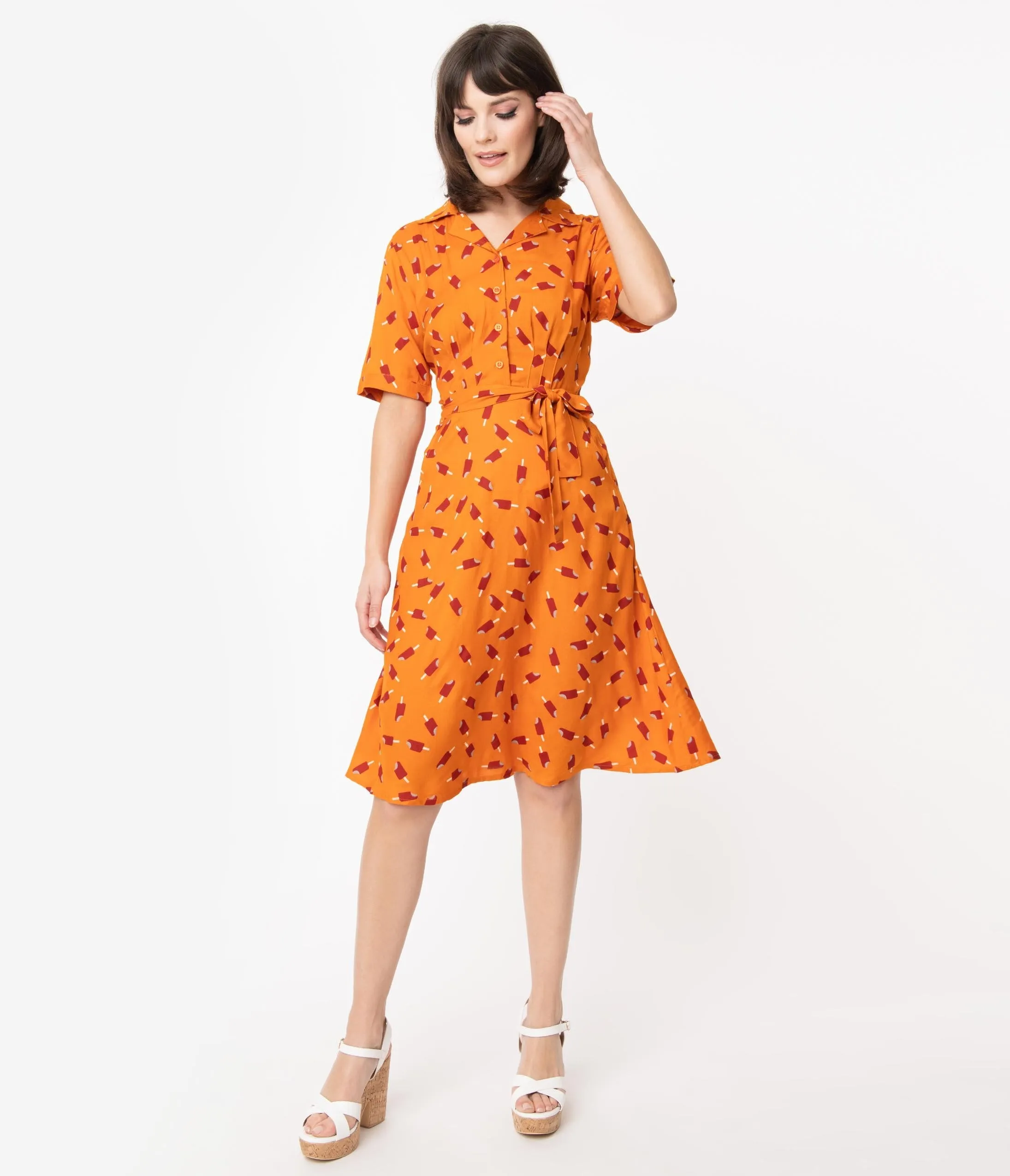 Orange & Red Ice Lolly Print Swing Dress