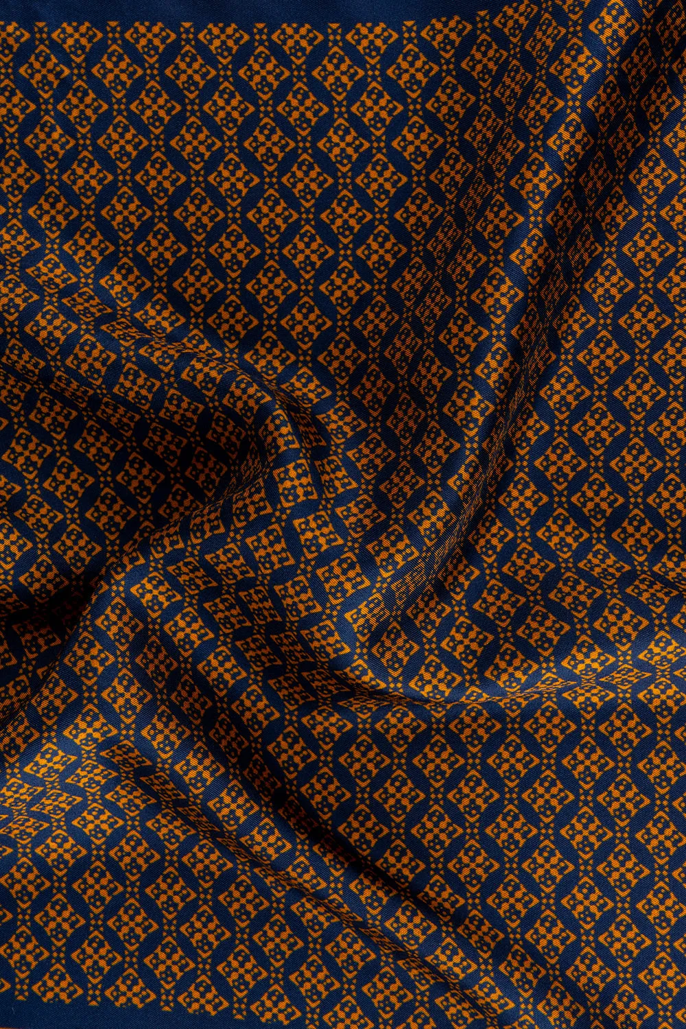 Orange Geometric Pattern Silk Handkerchief