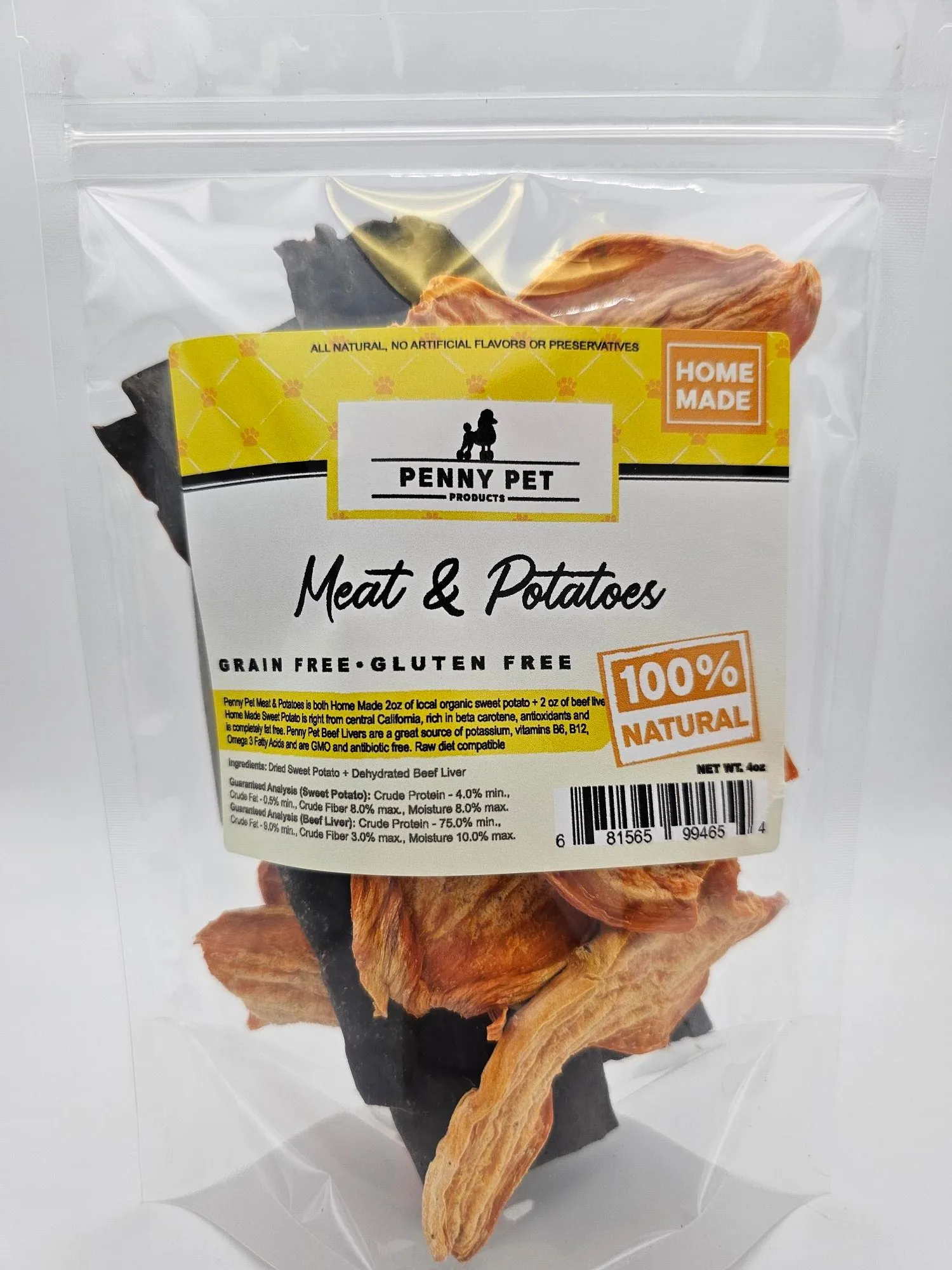 Penny Pet Made "Meat & Potatoes" Duo: Beef Liver & Sweet Potato Dog Treats - Hand Made, USA