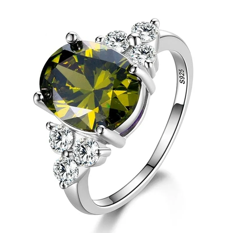 Royal Style Peridot Silver Ring - 925 Sterling Silver