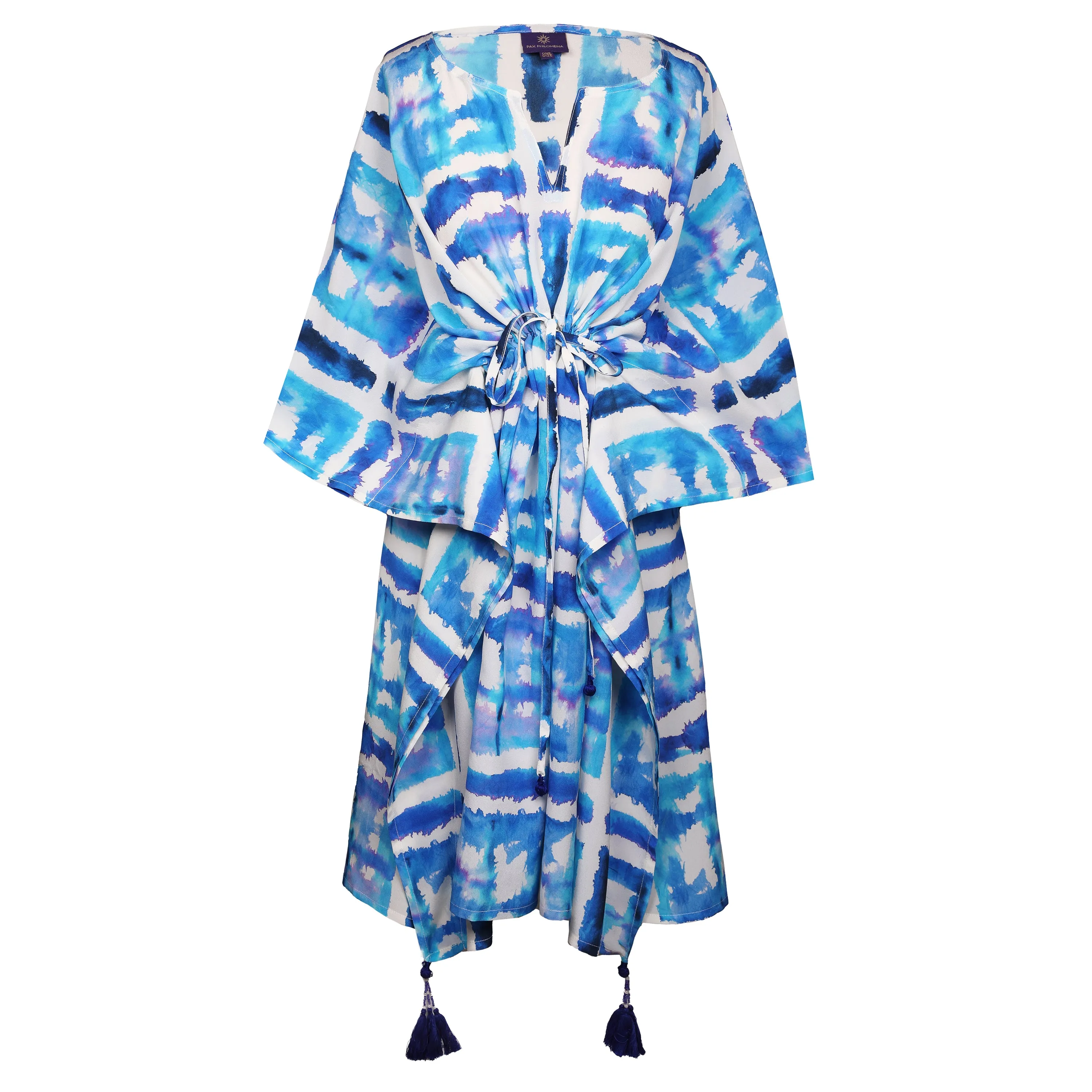 Santorini Italian Silk Tie Dye Midi Kaftan Dress