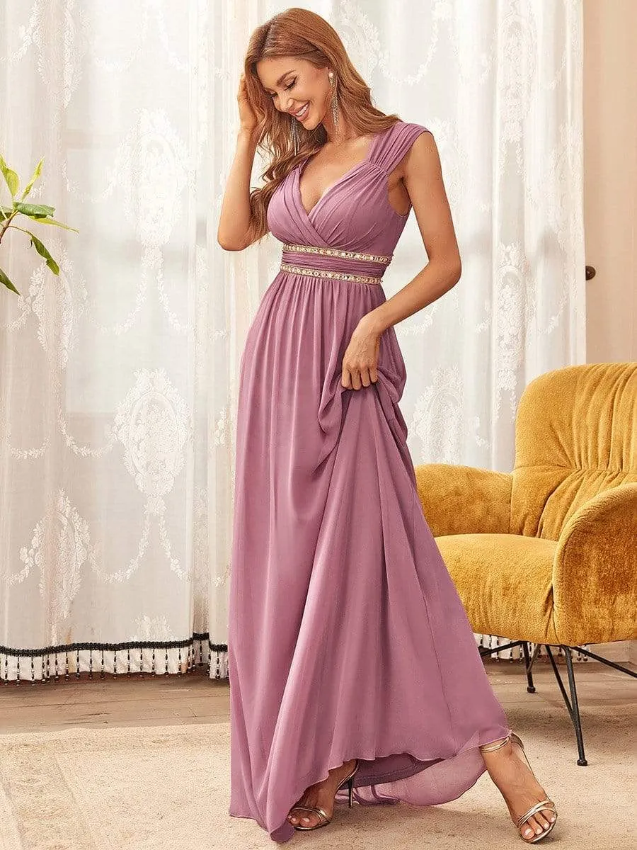 Sleeveless Grecian Style Bridesmaid Dress for Women