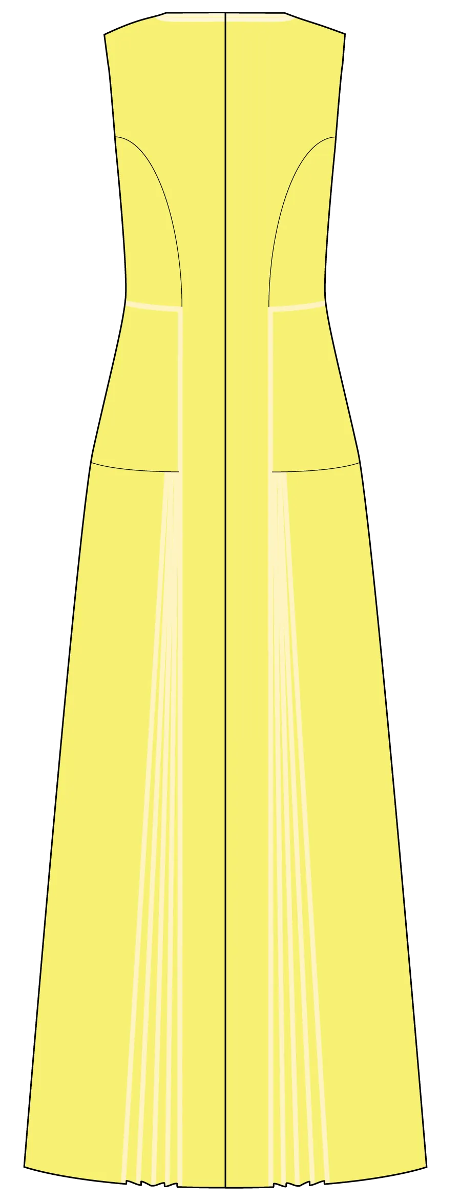 Sleeveless Silk Dress with Partially Opened Pleats