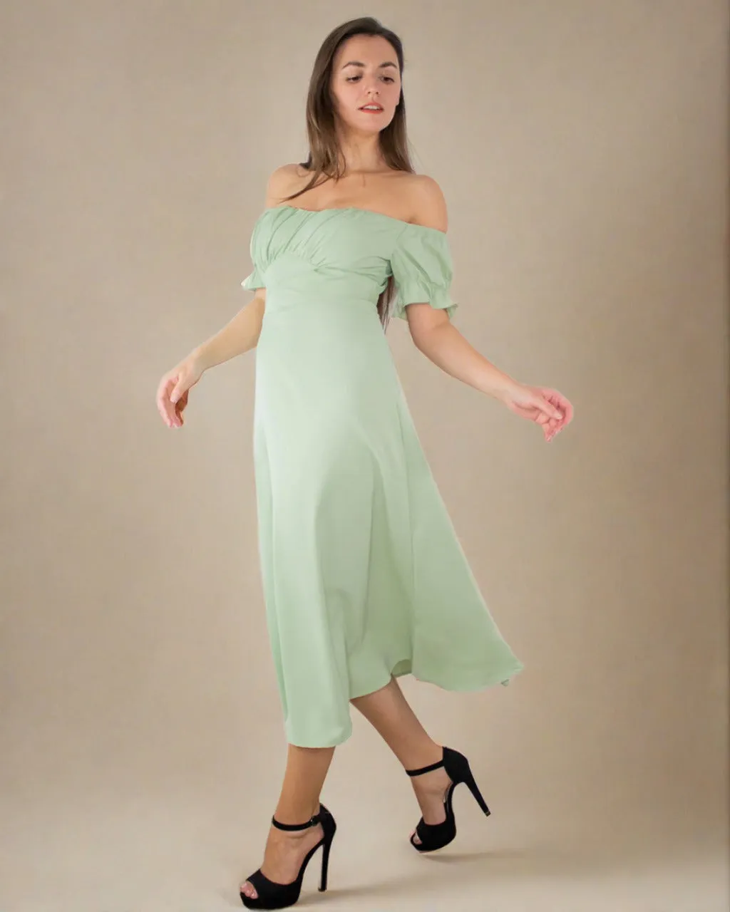 Sophia Green off Shoulder Dress - Sage Green Cocktail Dress