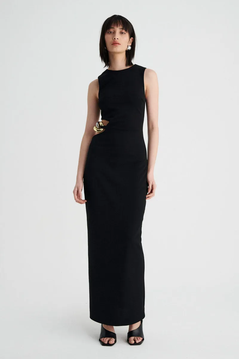 Stella Chain Column Dress - Black