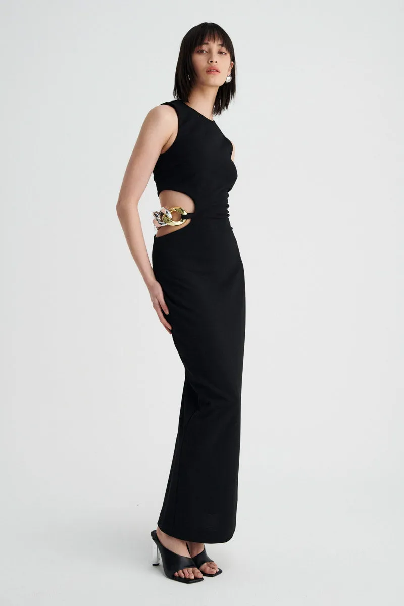 Stella Chain Column Dress - Black