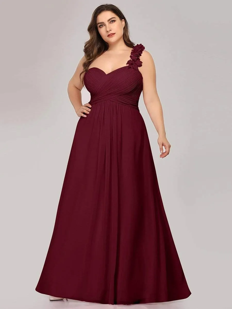 Sweet Pleated Bodice One Shoulder Chiffon Bridesmaid Dress