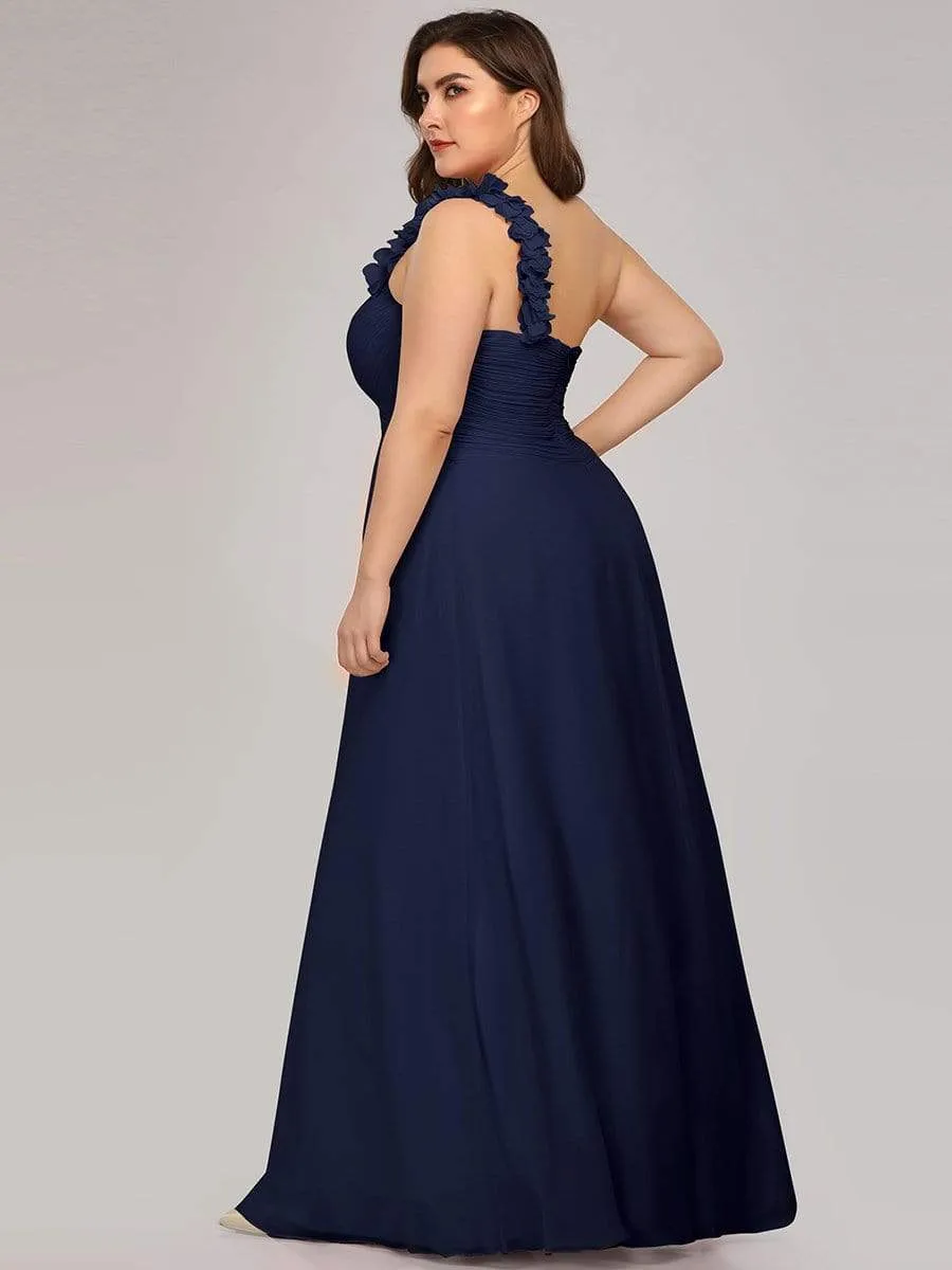 Sweet Pleated Bodice One Shoulder Chiffon Bridesmaid Dress