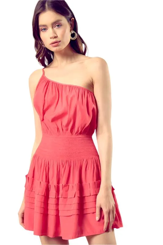 TEEK - Pleated One Shoulder Cami Dress