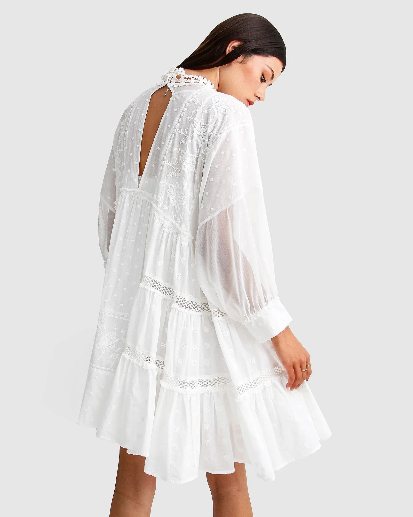 Unforgettable Oversized Lace Mini Dress - White