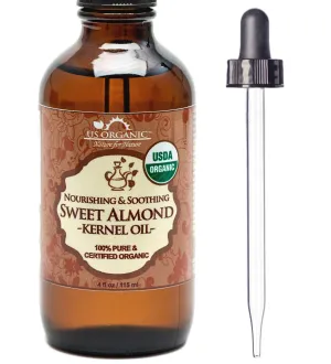 US Organic Sweet Almond Kernel Oil, 100% Pure Certified USDA Organic, 4 oz