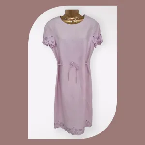 Viyella Vintage Lilac Broderie Anglais Dress UK 10 US 8 EU 38