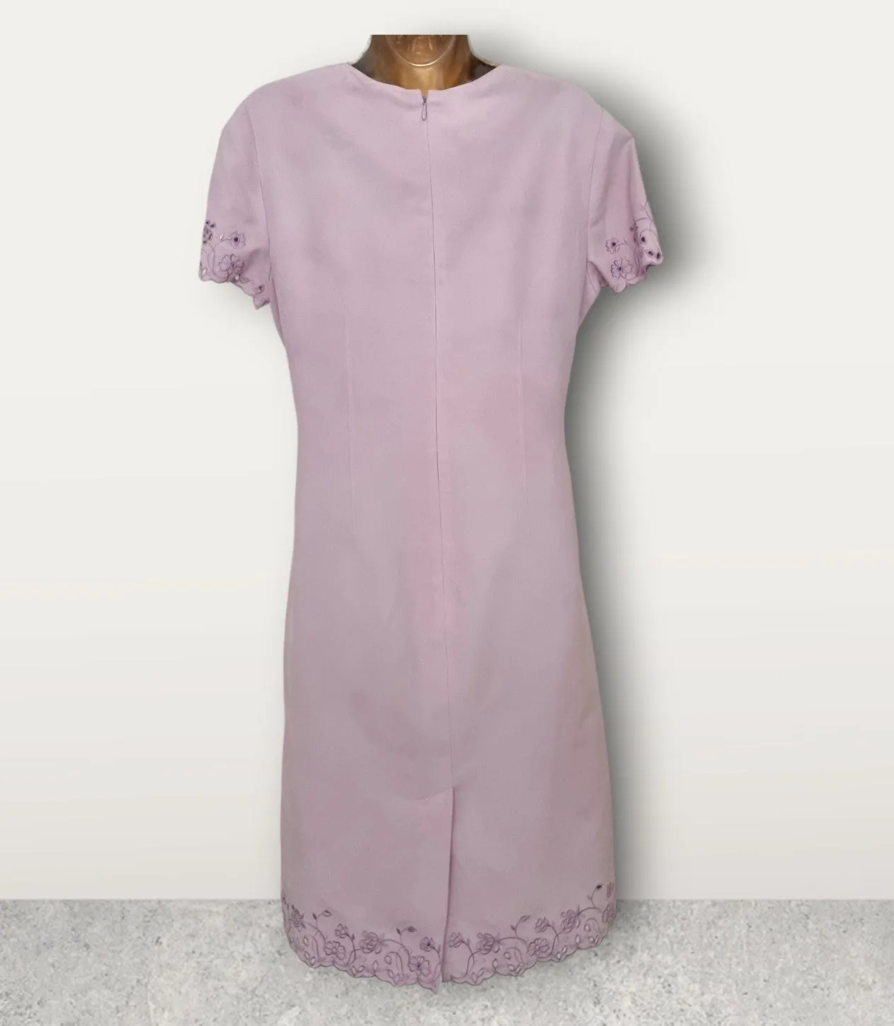 Viyella Vintage Lilac Broderie Anglais Dress UK 10 US 8 EU 38